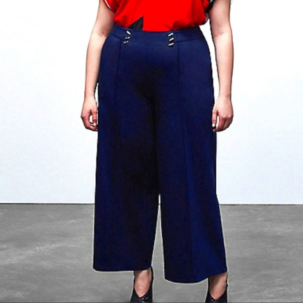 Lane Bryant X Prabal Gurung collab gorgeous navy blue dress pants NWT plus sz 28 - Picture 2 of 8
